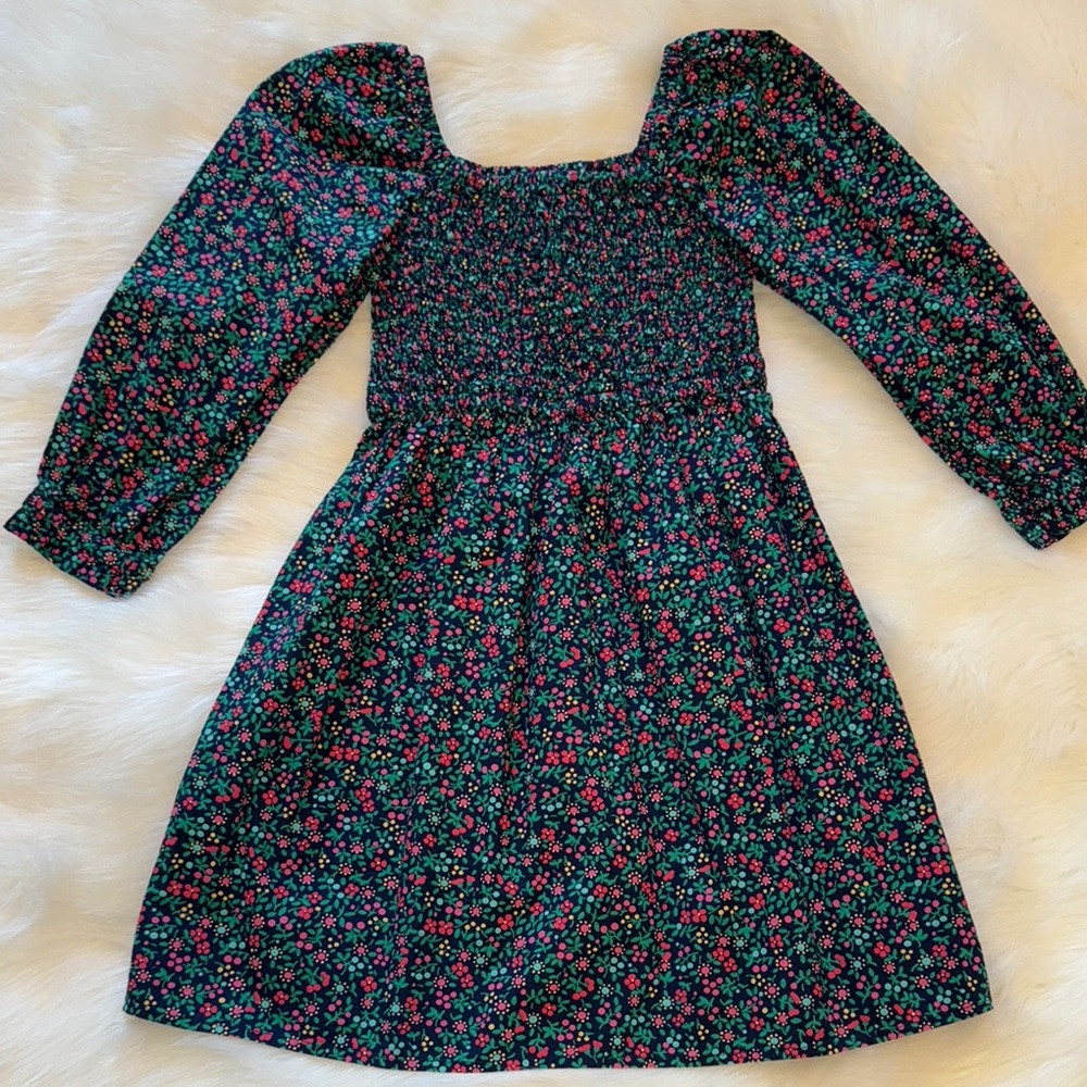 NWOT. Crewcuts Navy and Pink Floral Kids Dress. Size 6